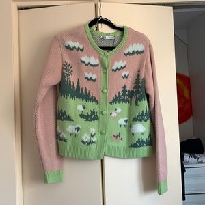 Zara pink and green sheep sweater - size L